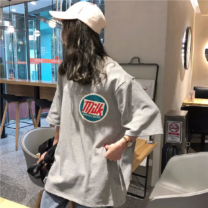 Loose Fit Short Sleeve T-shirt in Trendy Style