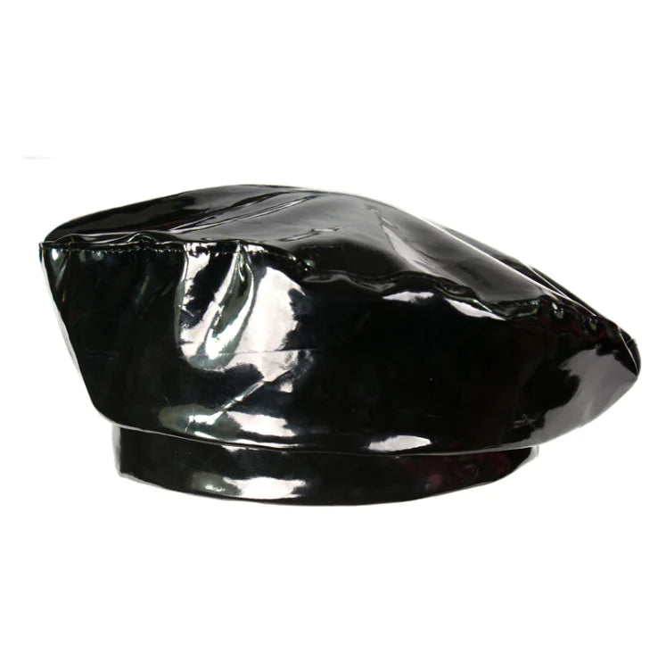 PU Mirror Leather Beret Hat for Flight Attendant