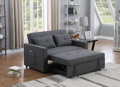 56 Inch Dark Grey Linen Convertible Sleeper Double Sofa