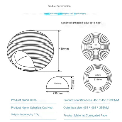 Cool Corrugated Cat House with Scratching Ball Toy