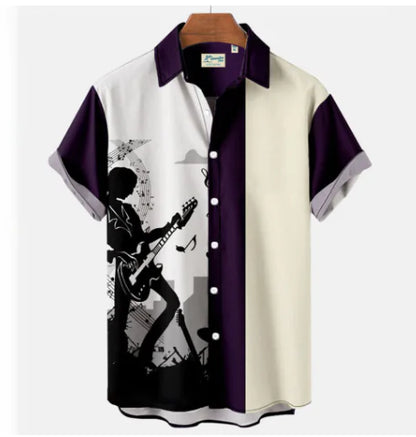 Hawaiian Beach Casual Polyester Spandex Men's Shirt