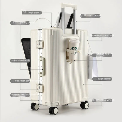 Large Capacity Aluminum Frame Trolley Luggage