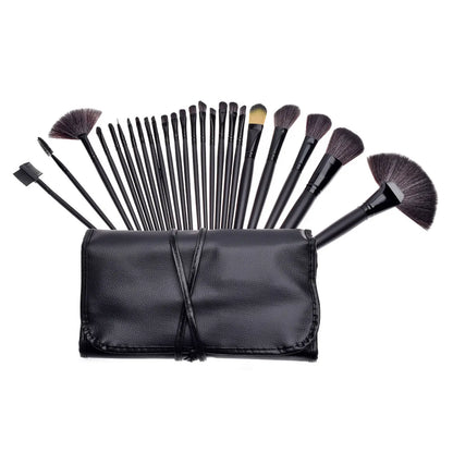 24-Piece Makeup Brush Set with Wooden Handles