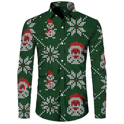 Hawaiian Christmas Theme Casual Polyester Men's Shirt