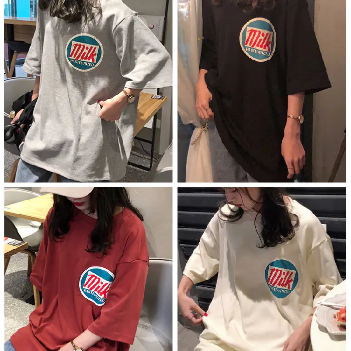 Loose Fit Short Sleeve T-shirt in Trendy Style