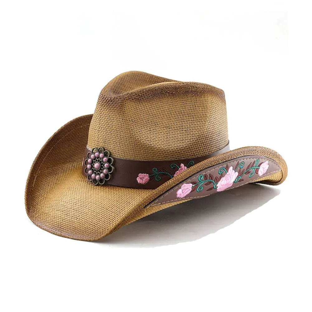 LIDHAY Men Woven Straw Cowboy Cowgirl Hat