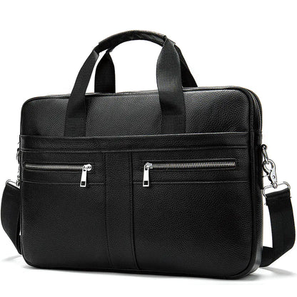 Men's Portable Leather Briefcase in First Layer Cowhide